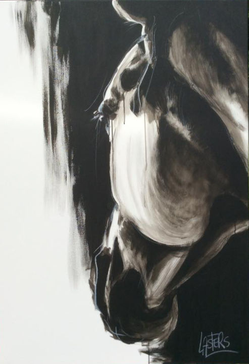 Peinture intitulée "horsebw1.jpg" par Françoise Lasters, Œuvre d'art originale, Acrylique