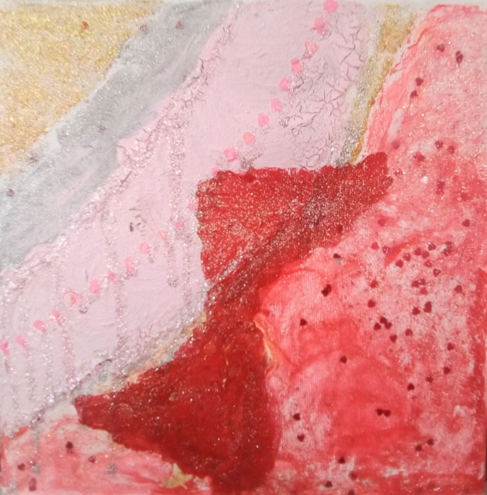 「Glitter e rosa」というタイトルの絵画 Lastudioによって, オリジナルのアートワーク, グワッシュ水彩画