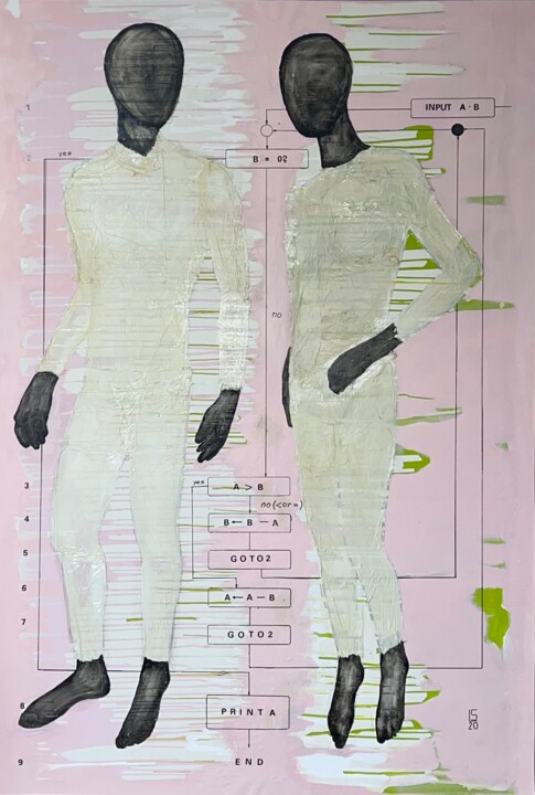 Pittura intitolato "algorithme" da Laszlo De Somogyi, Opera d'arte originale, Acrilico