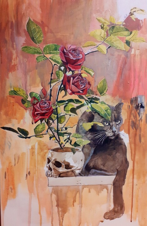 Pintura intitulada "Roses" por Laszlo Juhasz, Obras de arte originais, Acrílico