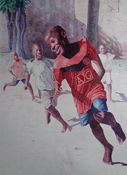 Drawing titled "Joyful Moment" by Lateef Olajumoke, Original Artwork