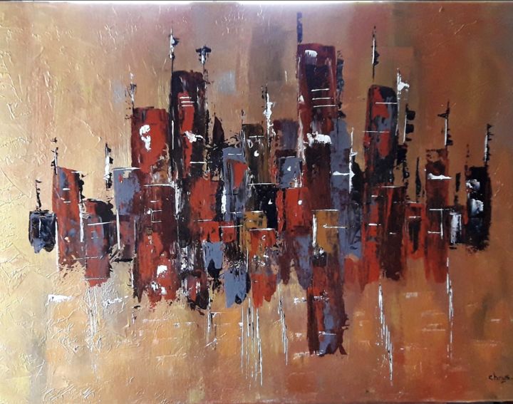 Peinture intitulée "Metalica" par Chrystelle Belly, Œuvre d'art originale, Acrylique