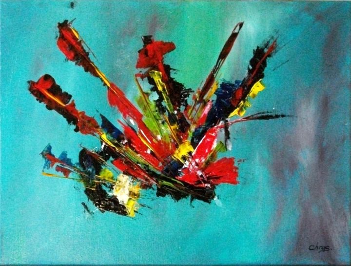 Painting titled "Explosion" by Chrystelle Belly, Original Artwork, Acrylic