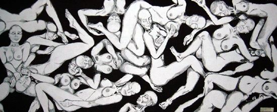 Картина под названием "mil y una musa ~!" - Ronald Duverge Zais, Подлинное произведение искусства, Масло