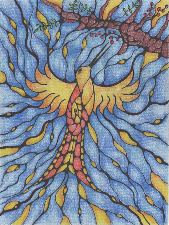 Dessin intitulée "Flying High" par Valerii Latyshev, Œuvre d'art originale, Crayon