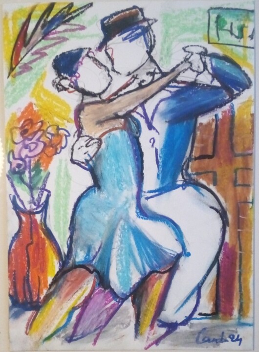 Drawing titled "Tango2" by Laudu, Original Artwork, Pastel