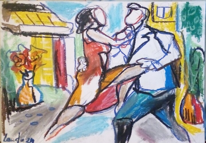 Drawing titled "Tango4" by Laudu, Original Artwork, Pastel