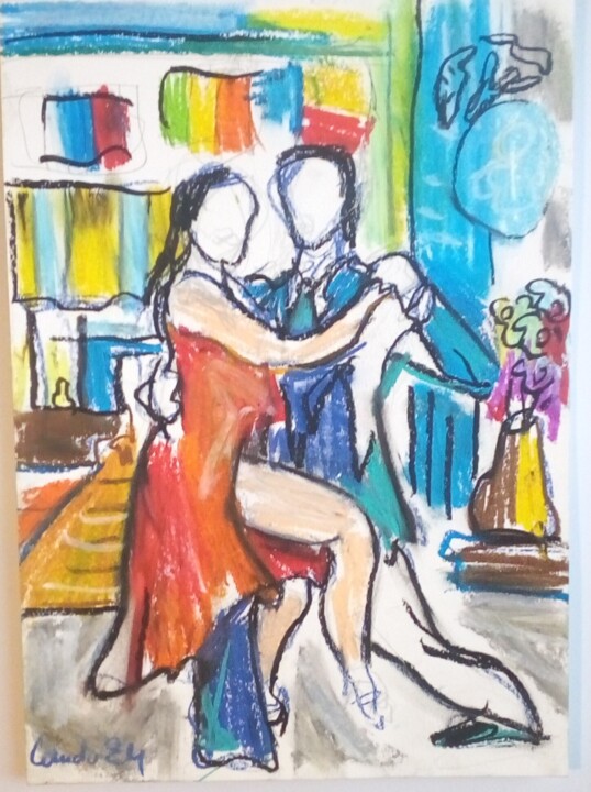Dessin intitulée "Tango8" par Laudu, Œuvre d'art originale, Pastel