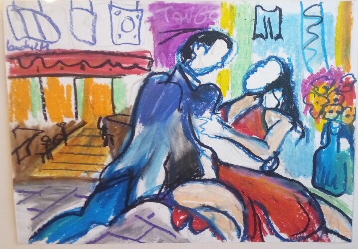 Dessin intitulée "Tango9" par Laudu, Œuvre d'art originale, Pastel