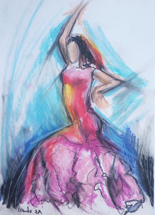 图画 标题为“Flamenco 8” 由Laudu, 原创艺术品, 粉彩