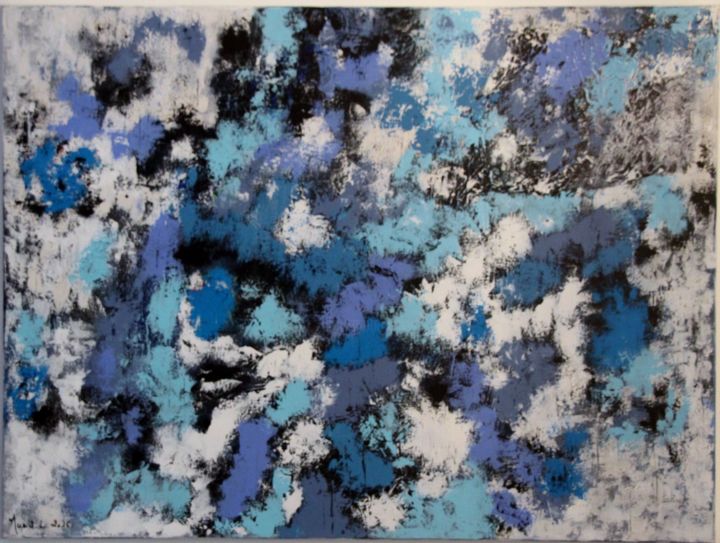 Peinture intitulée "Tempête bleue" par Muriel Laugueux, Œuvre d'art originale, Acrylique