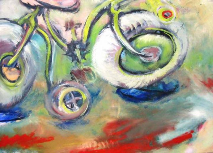 Painting titled "tricyclete3" by Darius Laumenis, Original Artwork, Oil