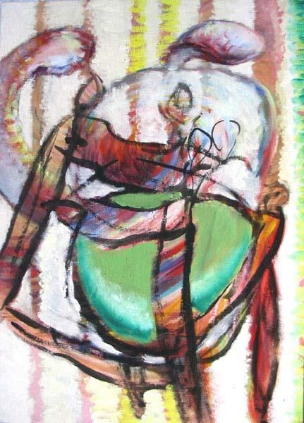 Schilderij getiteld "chaise4" door Darius Laumenis, Origineel Kunstwerk, Olie
