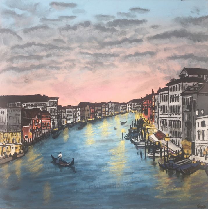 Peinture intitulée "Venise levant" par Launova, Œuvre d'art originale, Acrylique