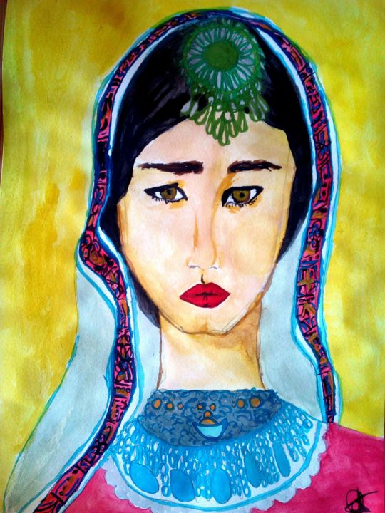 Painting titled "Hazara girl" by Laura Amico, Original Artwork