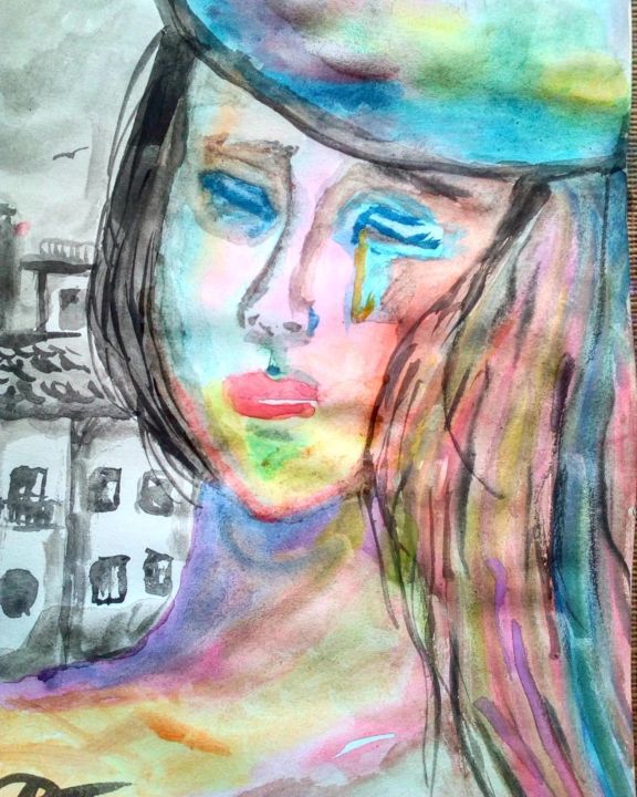 Painting titled "My Story" by Laura Amico, Original Artwork, Watercolor