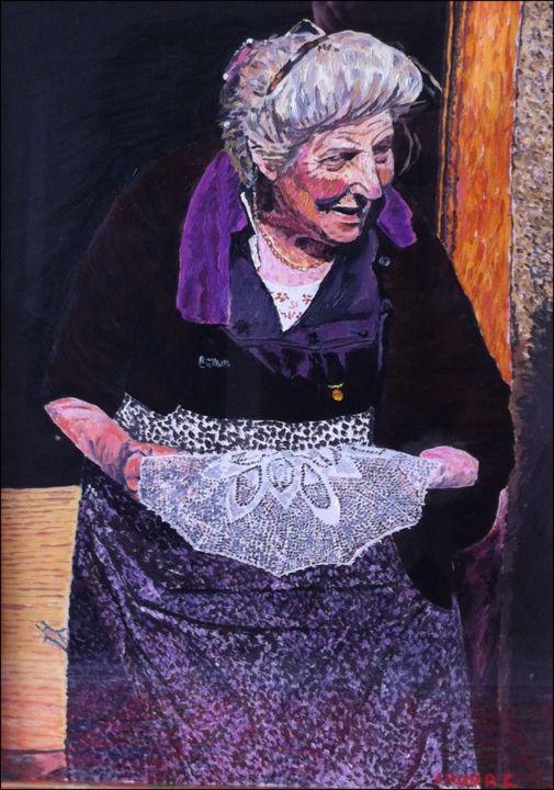 Painting titled "ritratto-di-vecchie…" by Laura Cappelletti, Original Artwork