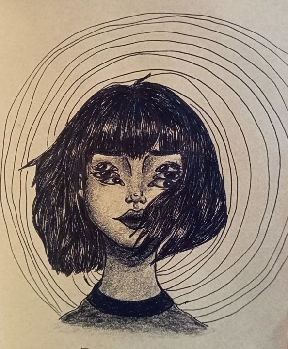 Drawing titled "Dizzy" by Laura Contreras, Original Artwork, Ink
