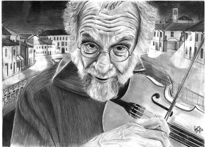 Desenho intitulada "il-violinista-dei-n…" por Laura Muolo, Obras de arte originais, Grafite