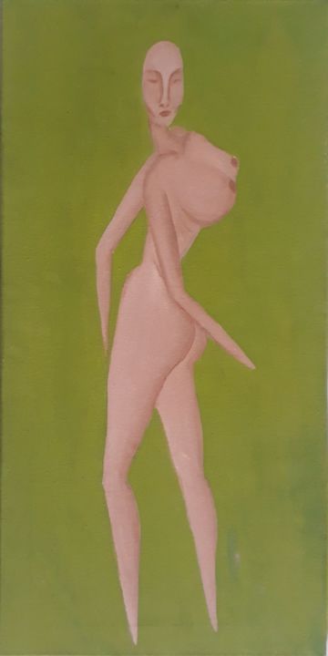Painting titled "A invertida" by Lam, Original Artwork, Acrylic Mounted on Wood Panel
