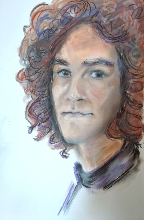 Drawing titled "Portrait of musician" by Laura Tuča, Original Artwork, Pastel