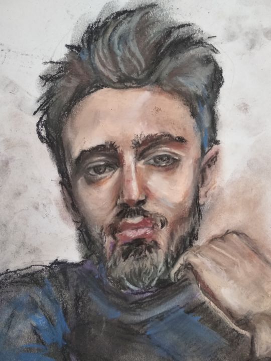 Рисунок под названием "Portrait" - Laura Tuča, Подлинное произведение искусства, Пастель