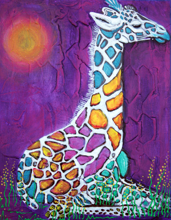 "Giraffe of Many Col…" başlıklı Tablo Laura Barbosa tarafından, Orijinal sanat, Akrilik