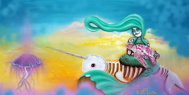 Painting titled "Sea Sky" by Laura Barbosa, Original Artwork, Acrylic