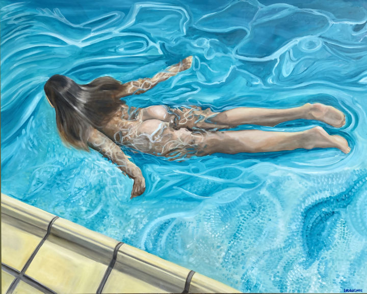 Pittura intitolato "Pool n. 1 (flying o…" da Laura Corre, Opera d'arte originale, Olio