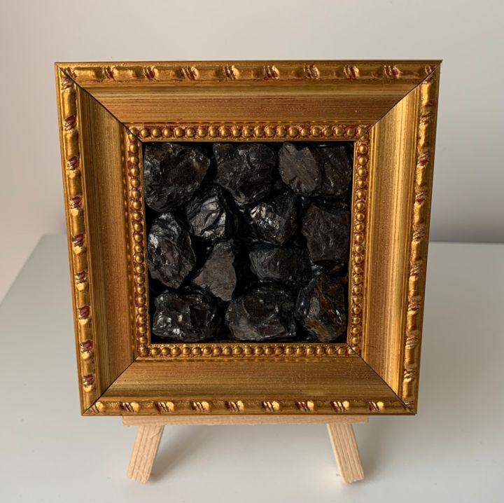 Collagen mit dem Titel "L'or noir" von Elma, Original-Kunstwerk, Collagen