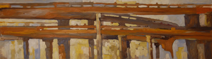 Painting titled "tangenziale 0011" by Laura Federici, Original Art, Oil