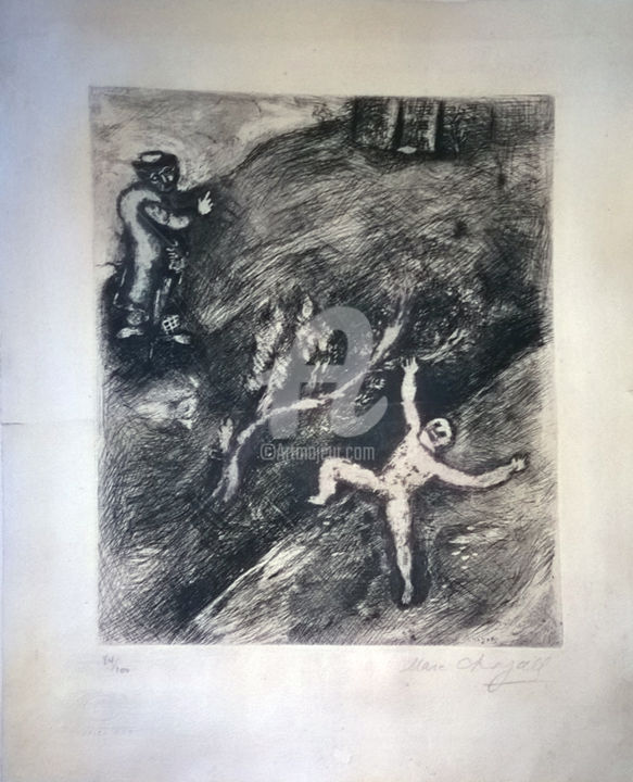 Incisioni, stampe intitolato "Marc Chagall "Alleg…" da Laura Grana, Opera d'arte originale, Acquaforte