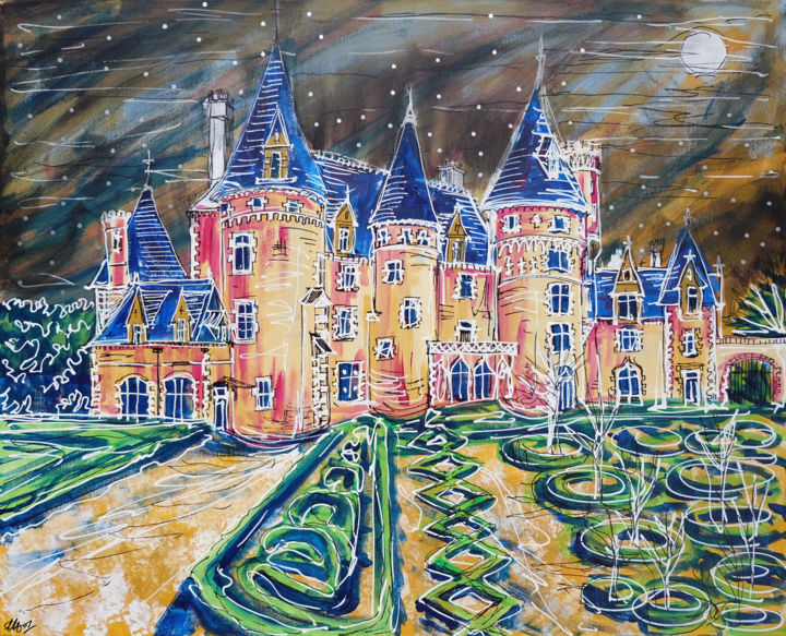 Peinture intitulée "Chateau 3,366,000" par Laura Hol, Œuvre d'art originale, Acrylique Monté sur Châssis en bois