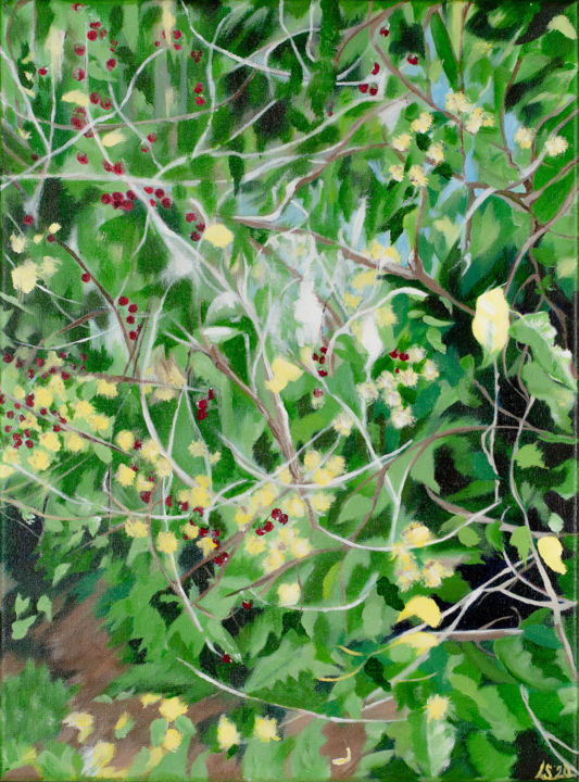 Painting titled "Through the Branches" by Laura K Smith Paintings, Original Artwork, Acrylic Mounted on Wood Stretcher frame