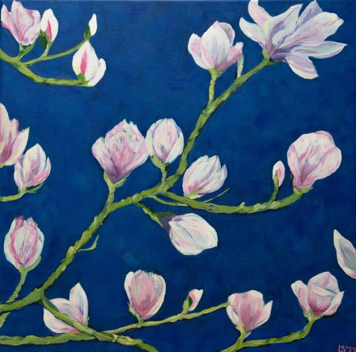 Painting titled "Magnolias I" by Laura K Smith Paintings, Original Artwork, Acrylic