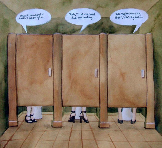 Collages intitulée "Bathroom stalls" par Laura Lee Gulledge, Œuvre d'art originale