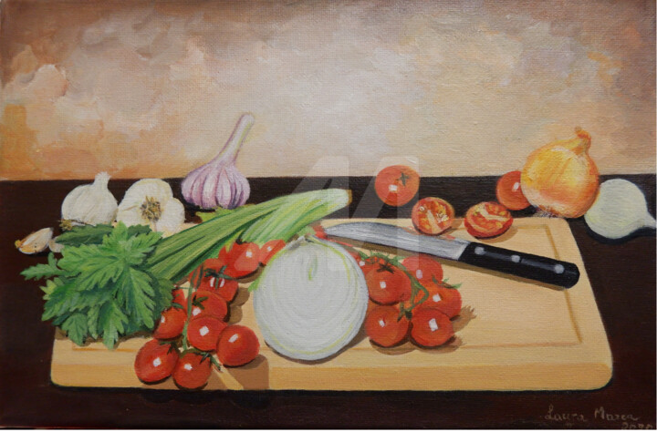 Pittura intitolato "Natura morta con ve…" da Laura Marra, Opera d'arte originale, Acrilico
