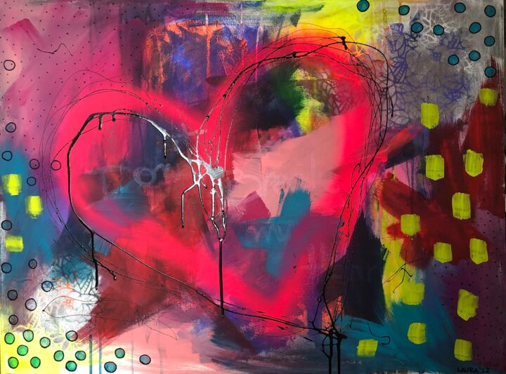 Painting titled "Series Love is in t…" by Laura Notari, Original Artwork, Acrylic Mounted on Wood Stretcher frame