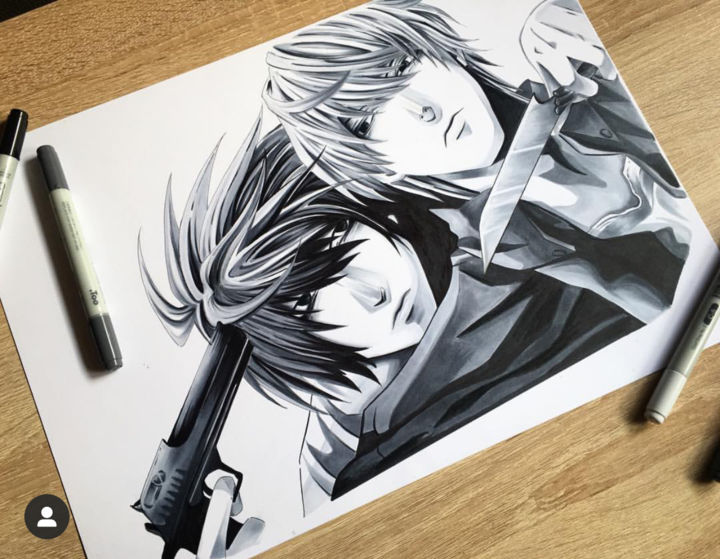 Drawing titled "Death Note" by Laura Perez, Original Artwork, Marker