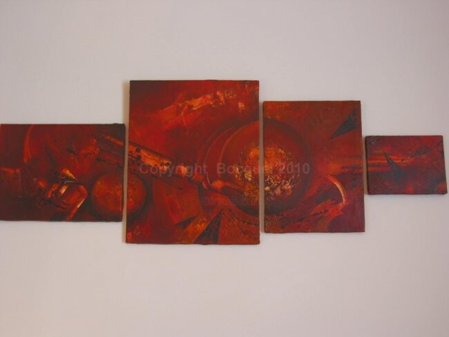 Schilderij getiteld "ROUGE UNIVERS" door Laure-Anne Bocquel, Origineel Kunstwerk, Olie