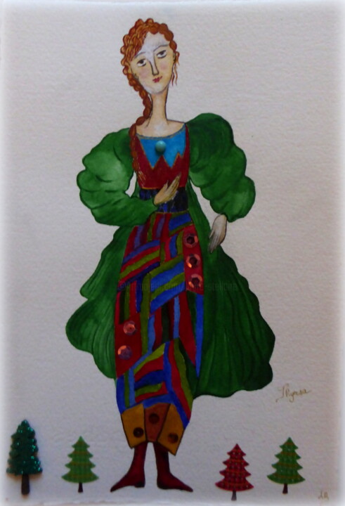 Painting titled "PetiteTenue Babouch…" by Laure Barlet, Original Artwork, Watercolor