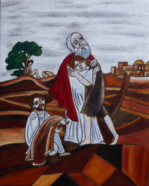 Peinture intitulée "L'enfant prodigue" par Laure Barlet, Œuvre d'art originale, Huile