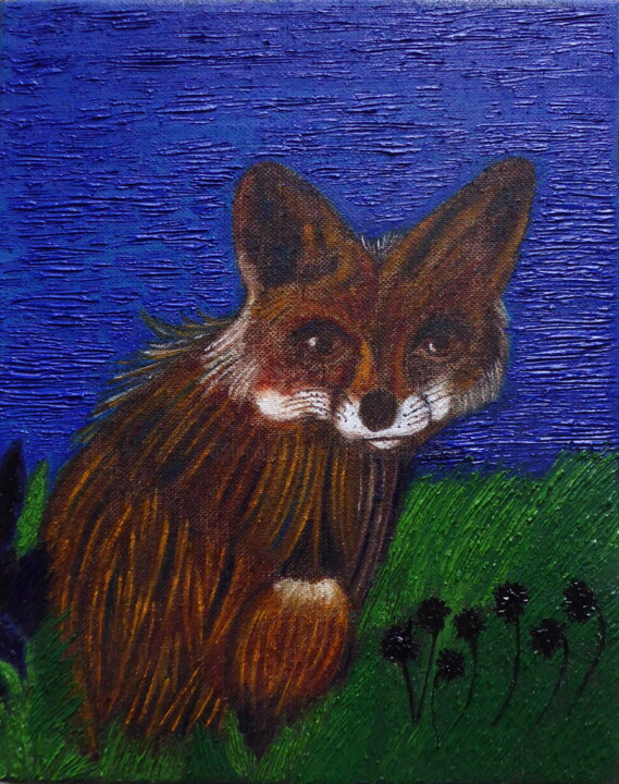 Peinture intitulée "Petit renard dans l…" par Laure Barlet, Œuvre d'art originale, Huile Monté sur Châssis en bois