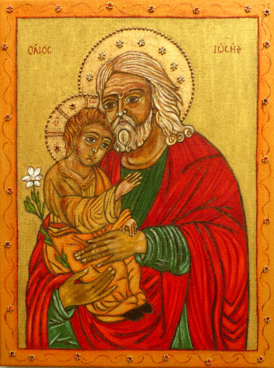 Peinture intitulée "Saint Joseph et l'e…" par Laure Barlet, Œuvre d'art originale, Huile
