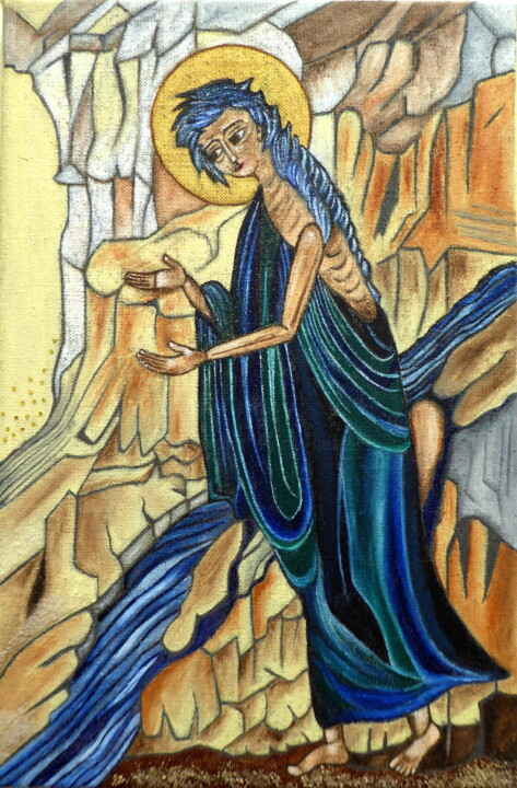Pintura intitulada "Mapia priant" por Laure Barlet, Obras de arte originais, Óleo
