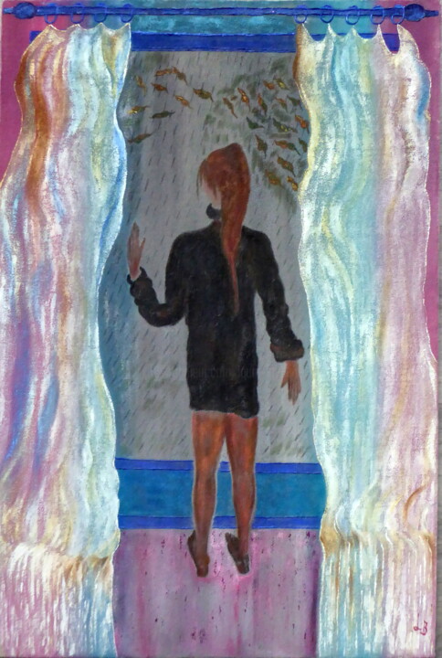 Peinture intitulée "L'attente" par Laure Barlet, Œuvre d'art originale, Huile