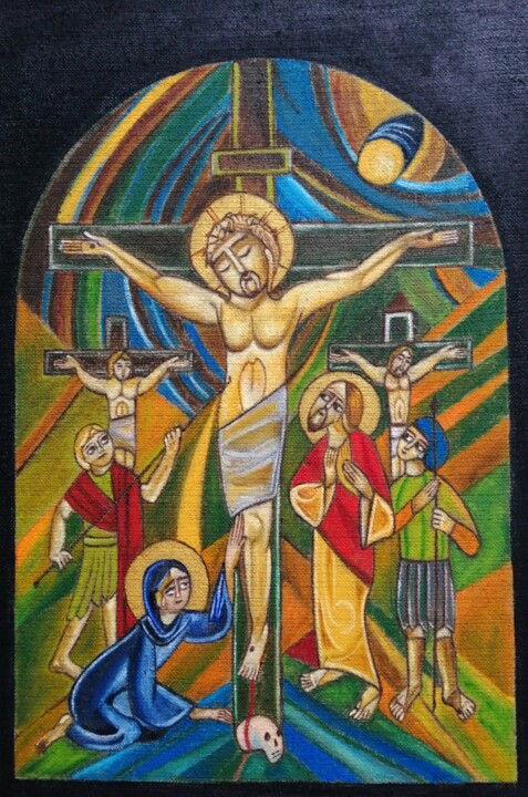 Peinture intitulée "Le Christ adolescen…" par Laure Barlet, Œuvre d'art originale, Huile
