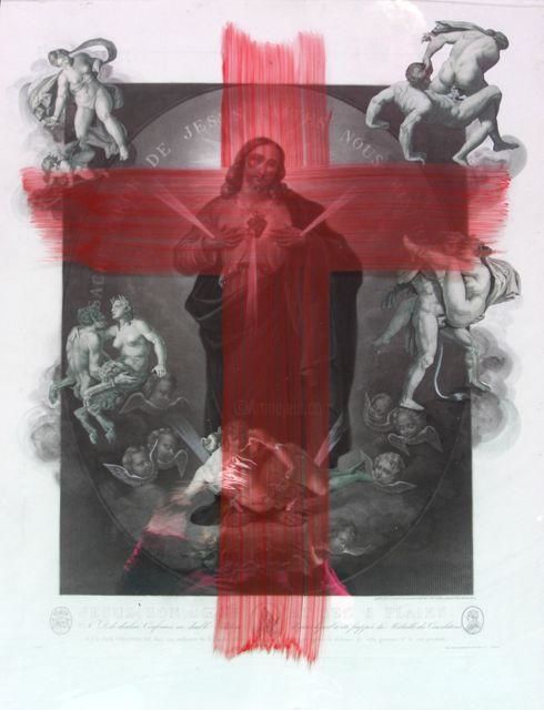 Painting titled "red cross" by Laure Boin Watorek, Original Artwork