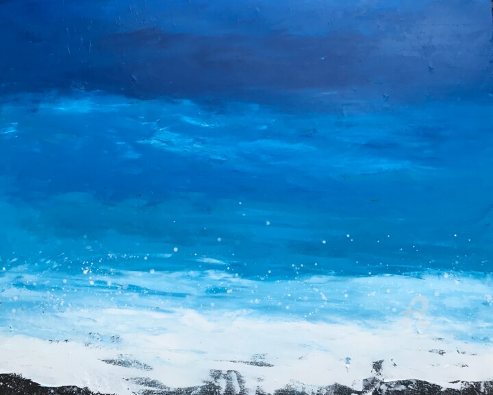 Painting titled "I Want To Dive Into…" by Laure Bury, Original Artwork, Oil Mounted on Wood Stretcher frame