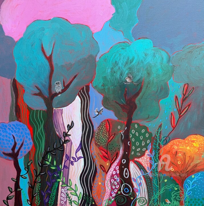 Картина под названием "Magical Wonder" - Laure Bury, Подлинное произведение искусства, Акрил Установлен на Деревянная рама д…